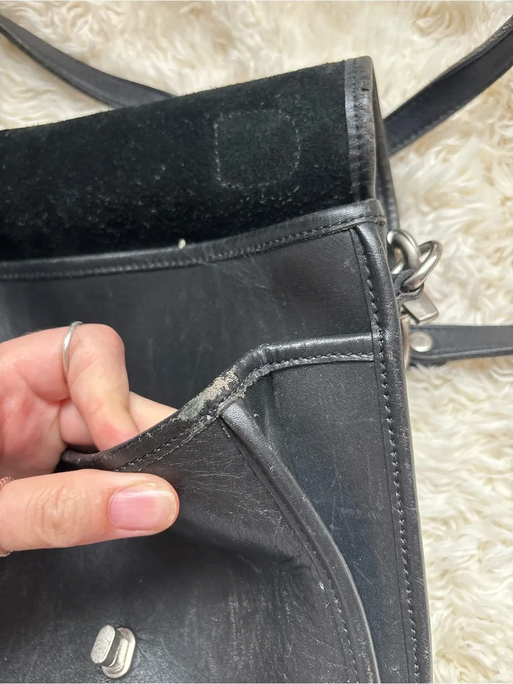Kirkland Signature Black Leather Women's Satchel Crossbody